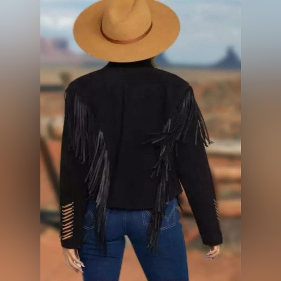 CRIPPLE CREEK WOMENS TRADITIONAL FRINGE LEATHER JACKET size S - Picture 11 of 14